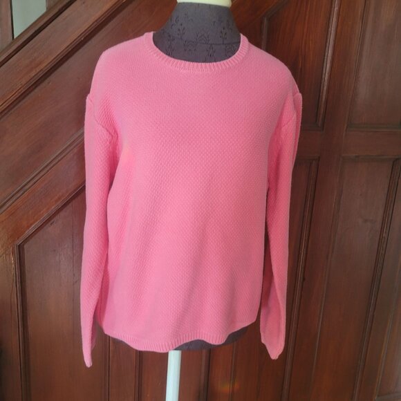 Talbots Womens Pink Knit Sweater XL 100% Cotton Crewneck Casual Pullover - Picture 1 of 6